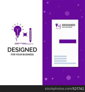 Business Logo for Idea, insight, key, lamp, lightbulb. Vertical Purple Business / Visiting Card template. Creative background vector illustration. Vector EPS10 Abstract Template background