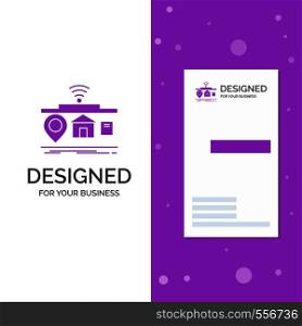 Business Logo for IOT, gadgets, internet, of, things. Vertical Purple Business / Visiting Card template. Creative background vector illustration. Vector EPS10 Abstract Template background