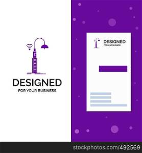 Business Logo for lights, street, wifi, smart, technology. Vertical Purple Business / Visiting Card template. Creative background vector illustration. Vector EPS10 Abstract Template background