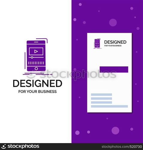 Business Logo for media, music, player, video, mobile. Vertical Purple Business / Visiting Card template. Creative background vector illustration. Vector EPS10 Abstract Template background
