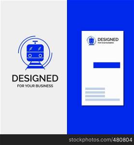 Business Logo for metro, train, smart, public, transport. Vertical Blue Business / Visiting Card template.. Vector EPS10 Abstract Template background