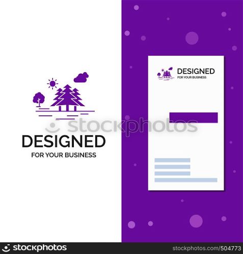 Business Logo for Mountain, hill, landscape, nature, clouds. Vertical Purple Business / Visiting Card template. Creative background vector illustration. Vector EPS10 Abstract Template background