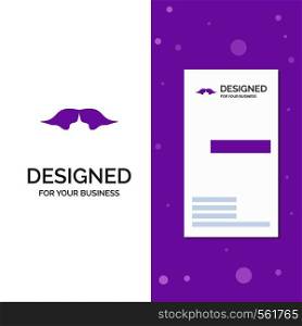 Business Logo for moustache, Hipster, movember, male, men. Vertical Purple Business / Visiting Card template. Creative background vector illustration. Vector EPS10 Abstract Template background