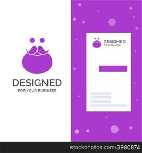 Business Logo for moustache, Hipster, movember, santa, Beared. Vertical Purple Business / Visiting Card template. Creative background vector illustration