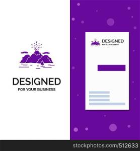 Business Logo for Nature, hill, landscape, mountain, blast. Vertical Purple Business / Visiting Card template. Creative background vector illustration. Vector EPS10 Abstract Template background