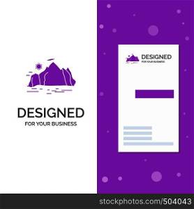 Business Logo for Nature, hill, landscape, mountain, scene. Vertical Purple Business / Visiting Card template. Creative background vector illustration. Vector EPS10 Abstract Template background