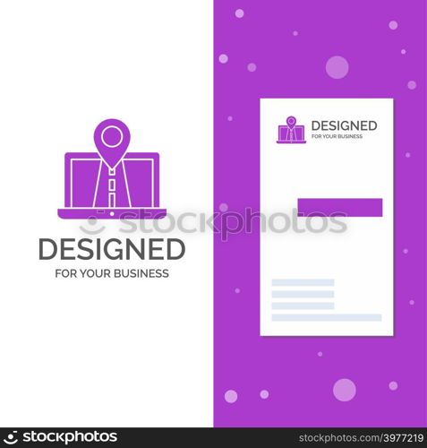 Business Logo for Navigation, Map, System, GPS, Route. Vertical Purple Business / Visiting Card template. Creative background vector illustration