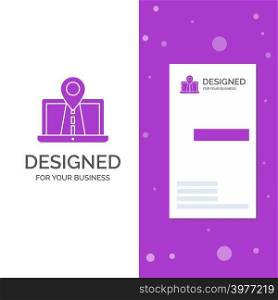 Business Logo for Navigation, Map, System, GPS, Route. Vertical Purple Business / Visiting Card template. Creative background vector illustration