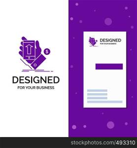 Business Logo for phone, hand, Shopping, smartphone, Currency. Vertical Purple Business / Visiting Card template. Creative background vector illustration. Vector EPS10 Abstract Template background