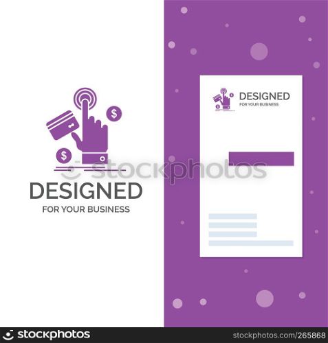 Business Logo for ppc, Click, pay, payment, web. Vertical Purple Business / Visiting Card template. Creative background vector illustration