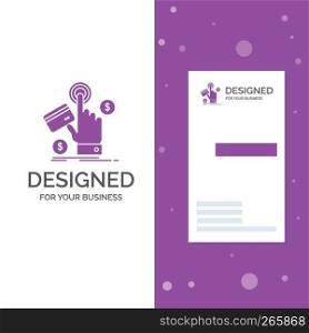 Business Logo for ppc, Click, pay, payment, web. Vertical Purple Business / Visiting Card template. Creative background vector illustration