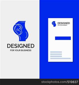 Business Logo for pregnancy, pregnant, baby, obstetrics, Mother. Vertical Blue Business / Visiting Card template.. Vector EPS10 Abstract Template background