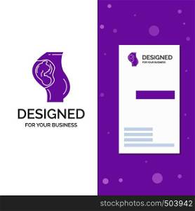 Business Logo for pregnancy, pregnant, baby, obstetrics, Mother. Vertical Purple Business / Visiting Card template. Creative background vector illustration. Vector EPS10 Abstract Template background