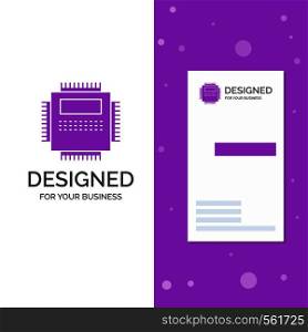 Business Logo for Processor, Hardware, Computer, PC, Technology. Vertical Purple Business / Visiting Card template. Creative background vector illustration. Vector EPS10 Abstract Template background