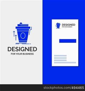 Business Logo for product, promo, coffee, cup, brand marketing. Vertical Blue Business / Visiting Card template.. Vector EPS10 Abstract Template background