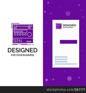 Business Logo for rack, component, module, sound, studio. Vertical Purple Business / Visiting Card template. Creative background vector illustration. Vector EPS10 Abstract Template background