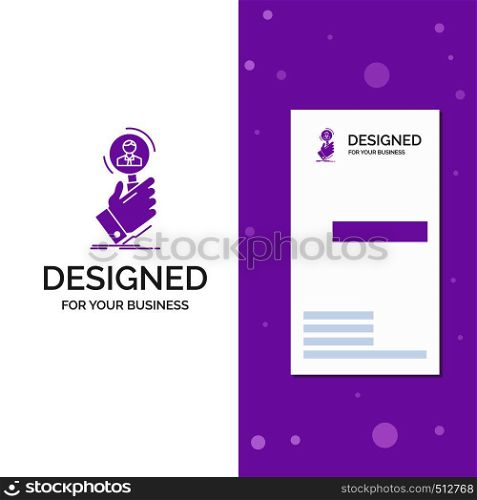 Business Logo for recruitment, search, find, human resource, people. Vertical Purple Business / Visiting Card template. Creative background vector illustration. Vector EPS10 Abstract Template background