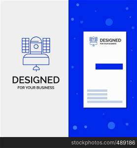 Business Logo for Satellite, broadcast, broadcasting, communication, telecommunication. Vertical Blue Business / Visiting Card template. Vector EPS10 Abstract Template background