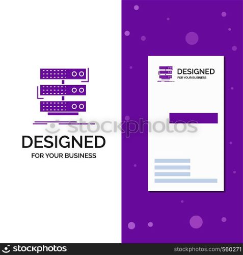 Business Logo for server, storage, rack, database, data. Vertical Purple Business / Visiting Card template. Creative background vector illustration. Vector EPS10 Abstract Template background