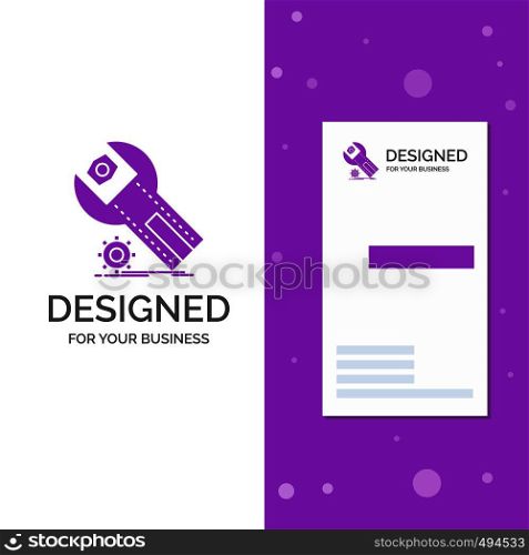 Business Logo for settings, App, installation, maintenance, service. Vertical Purple Business / Visiting Card template. Creative background vector illustration. Vector EPS10 Abstract Template background