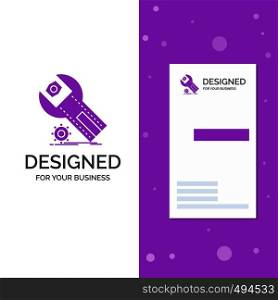 Business Logo for settings, App, installation, maintenance, service. Vertical Purple Business / Visiting Card template. Creative background vector illustration. Vector EPS10 Abstract Template background