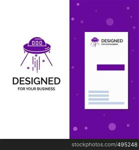 Business Logo for space ship, space, ship, rocket, alien. Vertical Purple Business / Visiting Card template. Creative background vector illustration. Vector EPS10 Abstract Template background