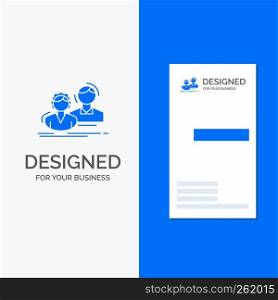 Business Logo for student, employee, group, couple, team. Vertical Blue Business / Visiting Card template.