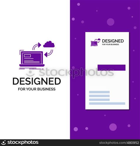 Business Logo for sync, processing, data, dashboard, arrows. Vertical Purple Business / Visiting Card template. Creative background vector illustration. Vector EPS10 Abstract Template background