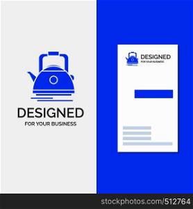 Business Logo for Tea, kettle, teapot, camping, pot. Vertical Blue Business / Visiting Card template.. Vector EPS10 Abstract Template background