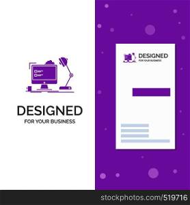Business Logo for workplace, workstation, office, lamp, computer. Vertical Purple Business / Visiting Card template. Creative background vector illustration. Vector EPS10 Abstract Template background