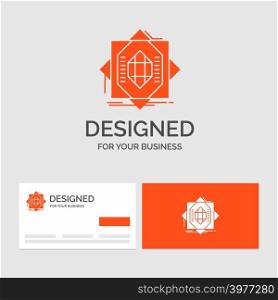 Business logo template for Abstract, core, fabrication, formation, forming. Orange Visiting Cards with Brand logo template.