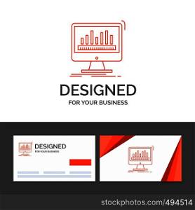 Business logo template for analytics, processing, dashboard, data, stats. Orange Visiting Cards with Brand logo template. Vector EPS10 Abstract Template background
