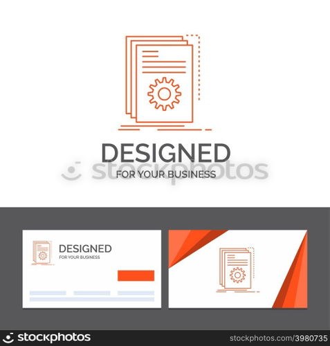 Business logo template for App, build, developer, program, script. Orange Visiting Cards with Brand logo template