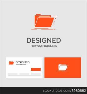 Business logo template for Archive, catalog, directory, files, folder. Orange Visiting Cards with Brand logo template.