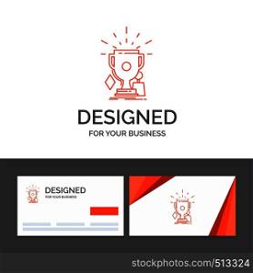 Business logo template for awards, game, sport, trophies, winner. Orange Visiting Cards with Brand logo template. Vector EPS10 Abstract Template background