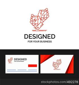 Business logo template for Awareness, brand, package, placement, product. Orange Visiting Cards with Brand logo template. Vector EPS10 Abstract Template background