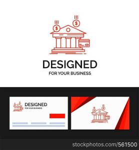 Business logo template for bank, payments, banking, financial, money. Orange Visiting Cards with Brand logo template. Vector EPS10 Abstract Template background