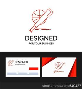 Business logo template for baseball, basket, ball, game, fun. Orange Visiting Cards with Brand logo template. Vector EPS10 Abstract Template background
