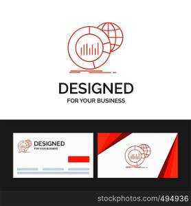 Business logo template for Big, chart, data, world, infographic. Orange Visiting Cards with Brand logo template. Vector EPS10 Abstract Template background