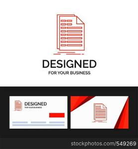 Business logo template for Bill, excel, file, invoice, statement. Orange Visiting Cards with Brand logo template. Vector EPS10 Abstract Template background