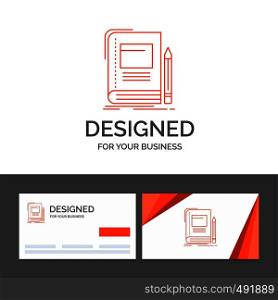 Business logo template for Book, business, education, notebook, school. Orange Visiting Cards with Brand logo template. Vector EPS10 Abstract Template background