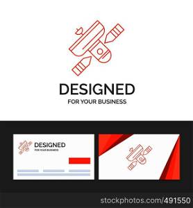 Business logo template for Broadcast, broadcasting, radio, satellite, transmitter. Orange Visiting Cards with Brand logo template. Vector EPS10 Abstract Template background