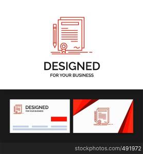 Business logo template for Business, certificate, contract, degree, document. Orange Visiting Cards with Brand logo template. Vector EPS10 Abstract Template background