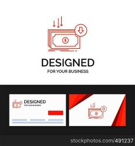 Business logo template for Business, cost, cut, expense, finance, money. Orange Visiting Cards with Brand logo template. Vector EPS10 Abstract Template background