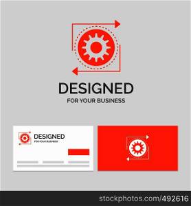 Business logo template for Business, gear, management, operation, process. Orange Visiting Cards with Brand logo template.. Vector EPS10 Abstract Template background