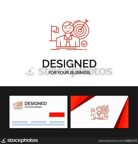 Business logo template for business, goal, hit, market, success. Orange Visiting Cards with Brand logo template. Vector EPS10 Abstract Template background