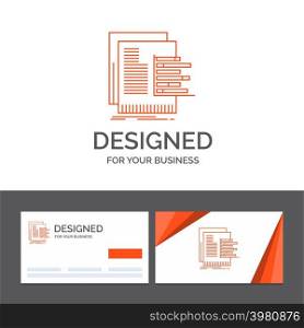 Business logo template for chart, data, graph, reports, valuation. Orange Visiting Cards with Brand logo template