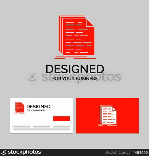 Business logo template for Code, coding, doc, programming, script. Orange Visiting Cards with Brand logo template.. Vector EPS10 Abstract Template background