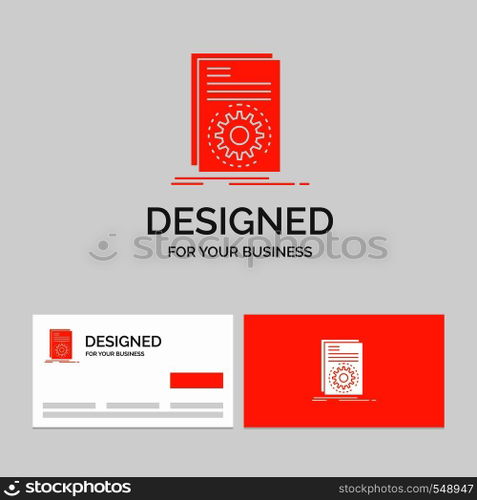 Business logo template for Code, executable, file, running, script. Orange Visiting Cards with Brand logo template.. Vector EPS10 Abstract Template background