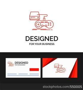 Business logo template for Console, game, gaming, playstation, play. Orange Visiting Cards with Brand logo template. Vector EPS10 Abstract Template background